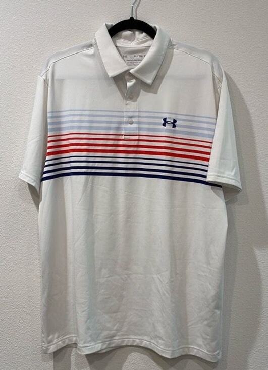 Under Armour Other - Under Armour Men’s XL The Playoff Short Sleeve Polo Shirt, White / Stripes